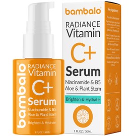 Bambalo Radiance Vitamin C+ Serum - Brightening Face Serum With Niacinamide, Retinol, Hyaluronic Acid, Aloe, B5 & Botanical Extracts - 1 FL OZ / 30ML