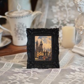 SIKOO 2.5x3.5 Vintage Picture Frame Small Antique Ornate Black Photo Frame with Glass for Table Top and Wall Display Vintage Home Decor Photo Gallery Art