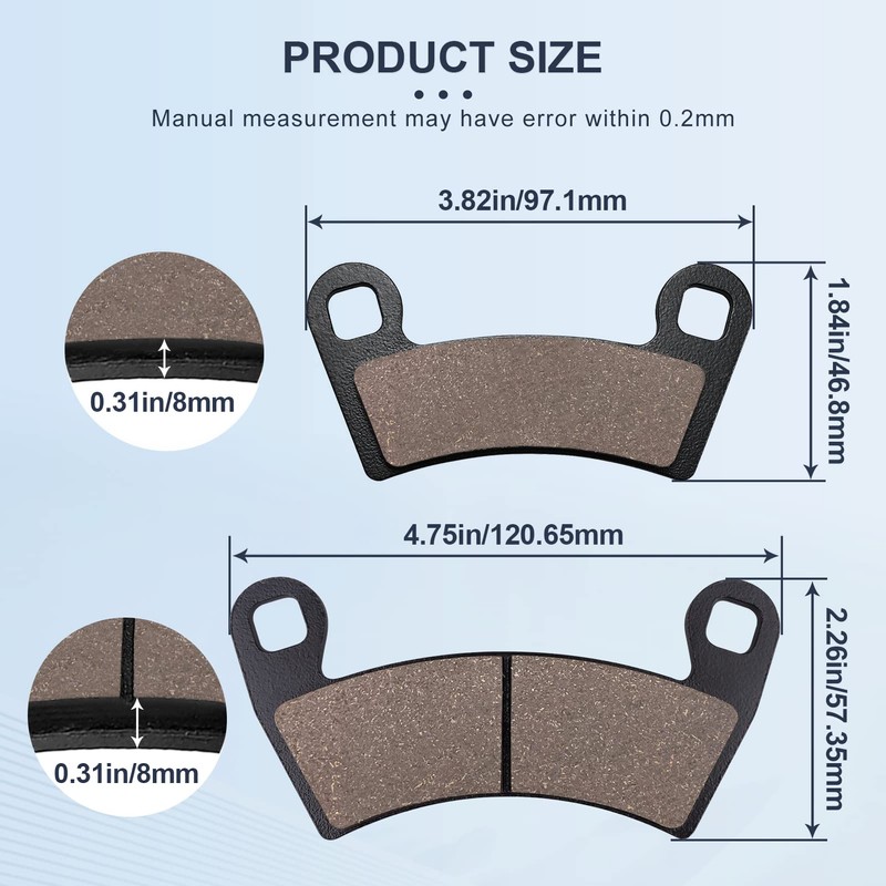 OCEAIR Front&Rear Brake Pads for Polaris Ranger XP 1000 2018-2023