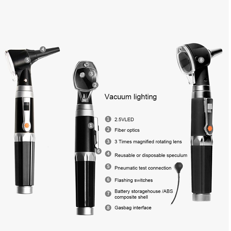 Rechargeable Fiber Optic Ophthalmoscope Otoscope Ear Eye Examination Devices Tool