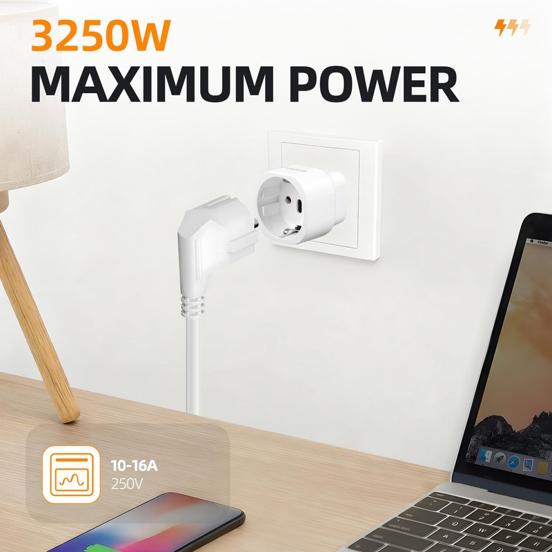 2 Pack Travel Adapter Italy - L Type European Plug