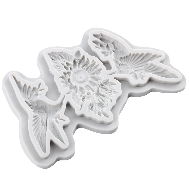 TAOXIBEI Hummingbird Polymer Clay Mold Bird Clay Molds Flower Silicone