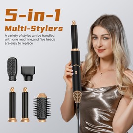 5 in 1 Blow Dryer Brush,Hair Dryer Brush with Detachable Air Styler,Negative Ionic Magic Hair Styler,Hot Air Brush for Women Volumizer,Straightener,Drying