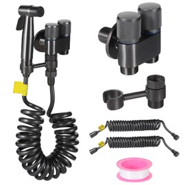 Handheld Bidet Sprayer for Toilet, Muslim Shower Hose Sprayer Kit, Bidet Faucet Sprayer with Double Control Valve, Swivel Bracket, Sealing Tape, Anti-Backflow Hand Shower Bidet Attachment