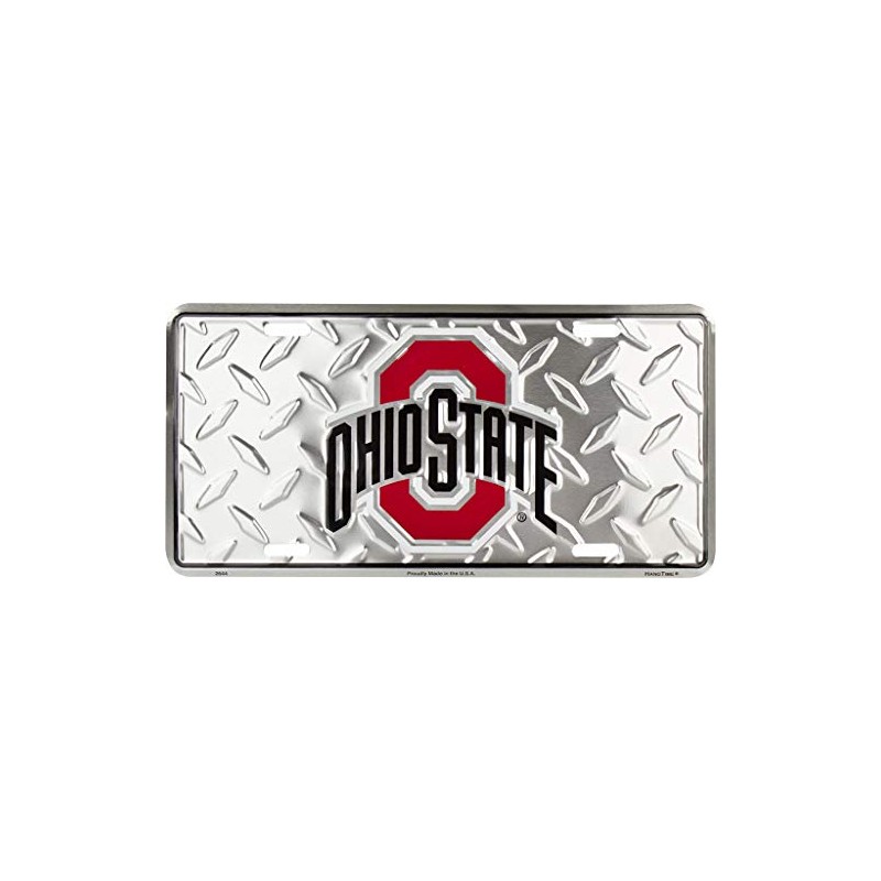 Ant Enterprises Ohio State Buckeyes Diamond Football 6"x12" Aluminum License