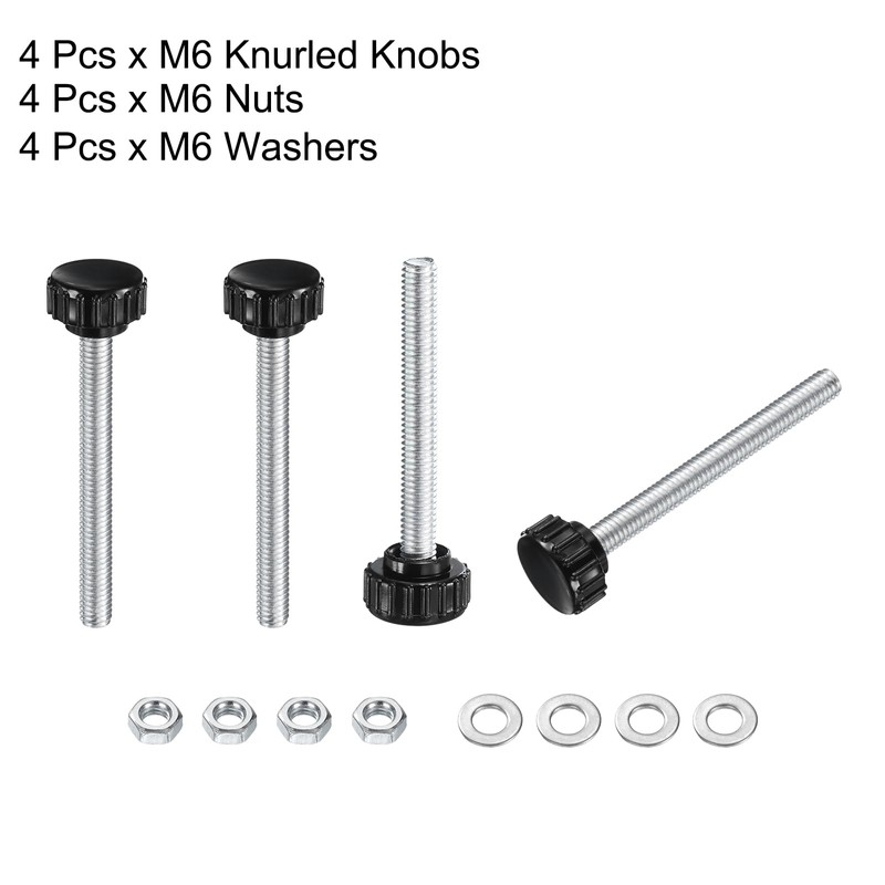 QUARKZMAN 4 Sets Knurled Knobs Knurled Screw Screws with Nuts