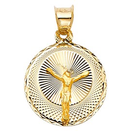 14k REAL Yellow Gold Religious Jesus Stamp Charm Pendant