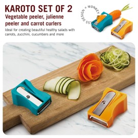 Monkey Business Karoto Julienne - Zoodle Maker, Vegetable Spiraliser with Julienne Blade, Funny Kitchen Utensils, Zucchini Pasta Machine from a Series of Unique Peelers for the Kitchen