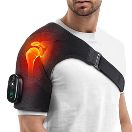 Cordless Heated Shoulder Brace, Heated Shoulder Wrap, Shoulder Heating Pad with Massage, Shoulder Massager for Men Women