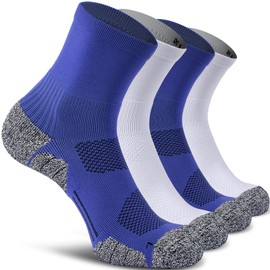 CWVLC Compression Athletic Unisex Quarter Socks Cushioned, 4-pairs (Royal Blue2,White2), S