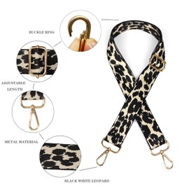WENSIDUO 1.97" Wide Purse Strap, Adjustable Handbag Strap Replacement Shoulder Crossbody Bag Strap, Black White Leopard, Standard