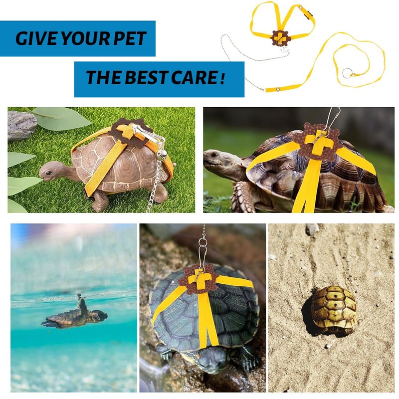 KEWUF Small Turtle Harness and Lead, Adjustable Nylon Running Lead