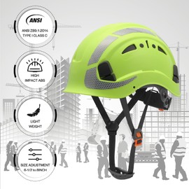 LOHASWORK Hard Hat, Construction Safety Helmet, Hard Hat with Chin Strap, Cascos De Construccion, Hard Hats Construction OSHA Approved, Forestry Aborist Work Helmets for Men Women (06 Yellow)