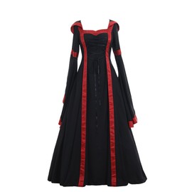 CosplayDiy Women's Gothic Victorian Witch Vampire Dress Medieval Renaissance Hooded Cosplay Gown Dress XS