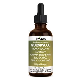 PROZEN Wormwood Gut Cleanse & Detox Drops – Nuvian Black Walnut,Clove, Soursop, Pumpkin Seed, PAU D’Arco, Garlic & Oregano – Mixed Berry Digestive Support, Energy & Nutrient Absorption, 2 fl oz