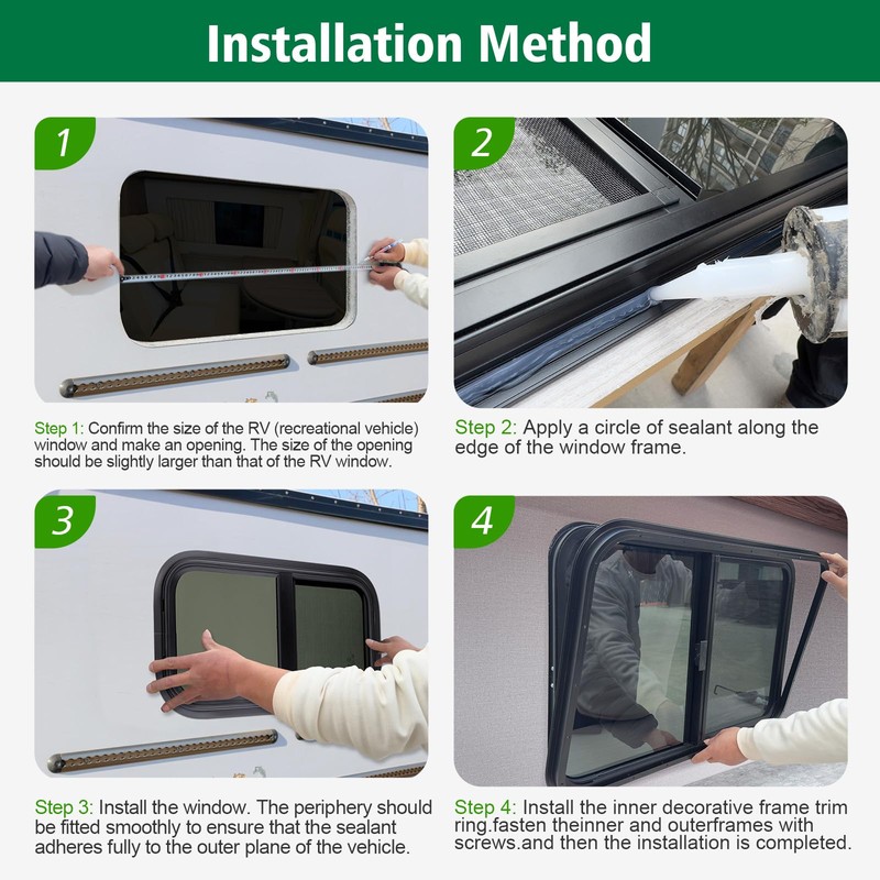 Dulepax Vertical RV Window, 12" W x 24" H Tinted