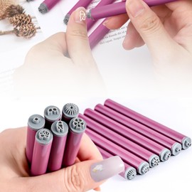 YALiya 6 Pieces Nail Art Stamp Pen Set, Nail Art Pen Floral, DIY Nail Graffiti Nail Art Dotting Tools, 6 Different Patterns Doodle Nail Art Flower Stamping Pen Set for Women and Girls