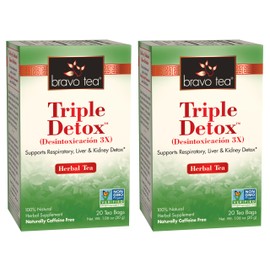 Bravo Tea Bravo Tea Triple Detox Herbal Tea Caffeine Free, 20 Tea Bags, 2 Count