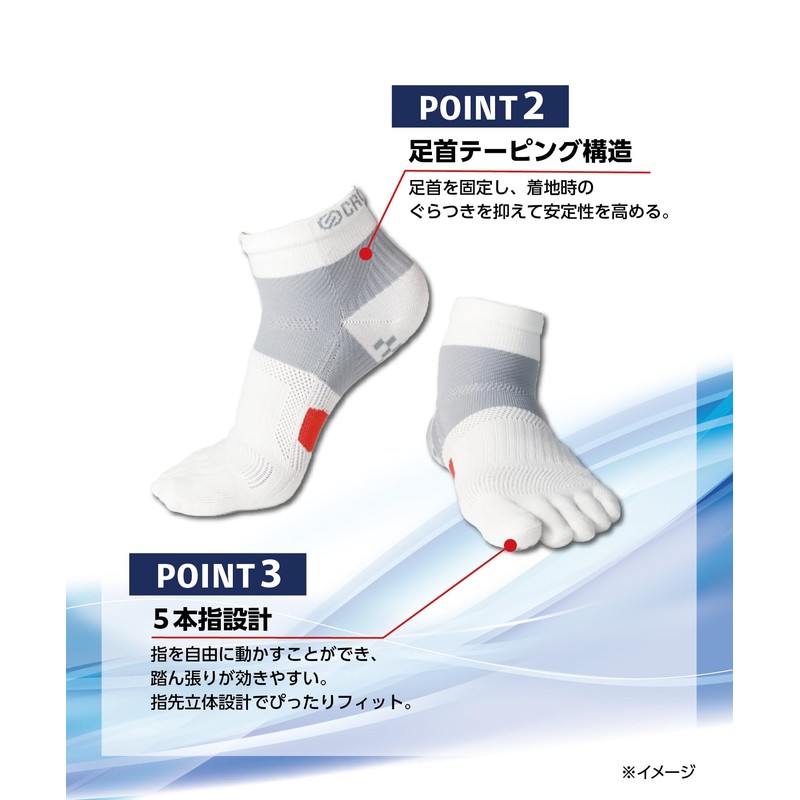 Okamoto CROSSPRO Running Socks, 5 Toes, Drying, Absorbent, Quick Drying,