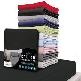 Dreamzie - Fitted Sheet 70x190/200-100% Jersey Cotton Oeko Tex Certified - Black - Bed linen