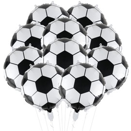 10 Pieces 18 inches Soccer Balloons Soccer Themed Party Decorations Foil Mylar Soccer Ball Balloons For Birthday Sports Graduation Party Decoration (Soccer)
