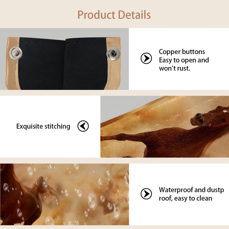 2 Pack Tissue Box Cover Holder, Horse Running Rectangle Leather