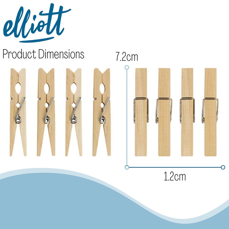 Elliott Hardwood Clothes Pegs with Metal Coil Spring for Firm