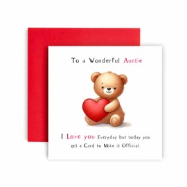 Huxters Cute Birthday Card for Auntie Bear Heart I Love you Everyday Card to Prove it Card for Her Women Auntie - 14.8cm (Auntie)
