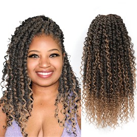 Betufllo Pre-twisted Passion Twist Crochet Hair 14 Inch short Boho Passion Twists Pre-Looped Crochet Hair for Black Women Synthetic Braiding Hair Extension(8 Packs,T27#)