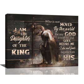 Taimeng Warrior Motivational Wall Art Scripture Bible Verses Pictures Christian Decor for Women Girls Quotes Canvas Prints Painting Decorations Framed Artwork Bedroom Bathroom 16x12, 12x16