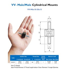 EASYEAH M6 Rubber Vibration Isolator Mounts Double Stud Shock Absorber Isolation Mounts Anti Vibration Silent-Blocks for Car Boat Bobbins Motors Compressors Pumps, 4pcs M6x18-20x15mm, 8pcs M6 LockNuts