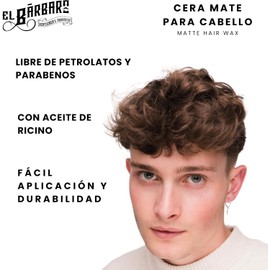 Cera Mate Para Cabello 120g - EL BÁRBARO - Cera para cabello base agua - Para cabello, barba y bigote