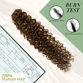 RUNATURE Curly Tape in Human Hair Extensions Dark Brown Tape in Hair Extensions Human Hair Curly Tape in Extensions Human Hair Brown 16 Inch 50 Gram