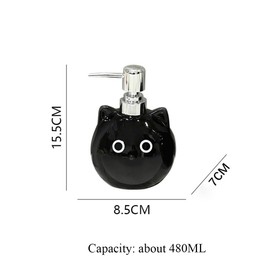 Hosoncovy Black Cat Ceramic Liquid Soap Dispenser with Pump,Pump Bottle Dispenser, Refillable Hand Wash Liquid Lotion Jar Dispenser for Bathroom, Countertop, Kitchen