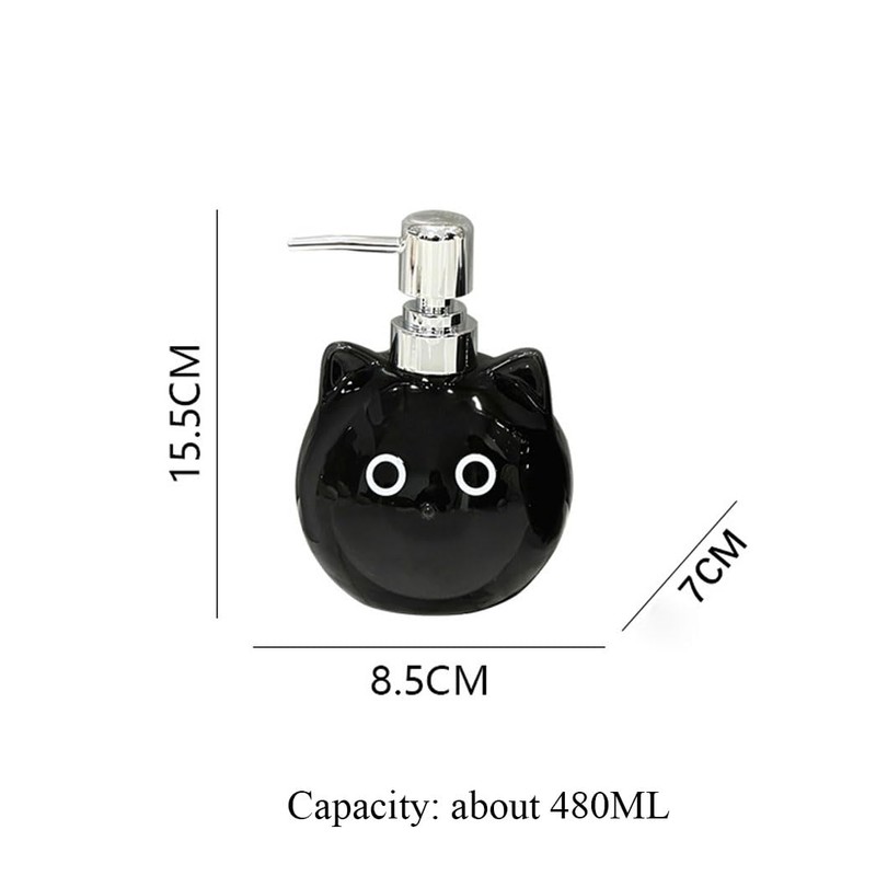 Hosoncovy Black Cat Ceramic Liquid Soap Dispenser with Pump,Pump Bottle