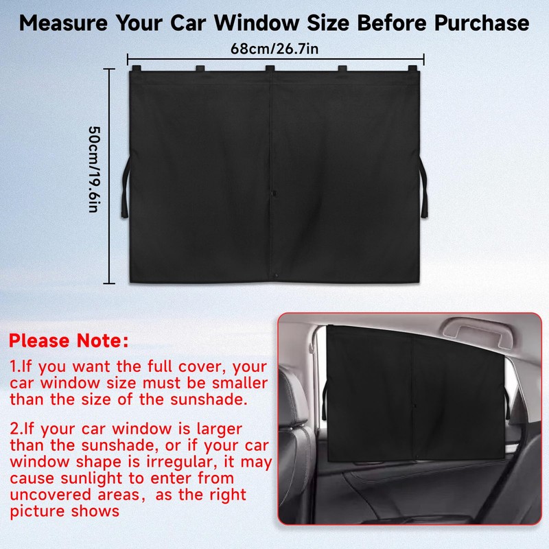 Car Window Shades, 2 PCS Magnetic Double Layer Auto Sun