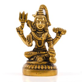 Brass Shiva Pooja Murti Idol Statue God Lord Spiritual Religious Sculpture Indian Antique Statue Décor Showpiece for Home Entrance Temple Puja Decoration Festivals Diwali and Gifting (Shiva)
