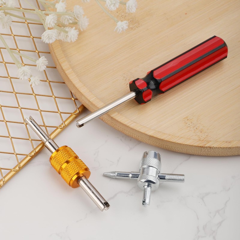 3pcs Tire Valve Stem Tool, Double Head Valve Core Removal