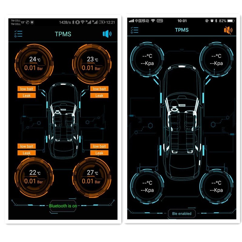 zmart Android iOS Compatible TPMS Bluetooth 4.0 Tire Pressure Monitoring