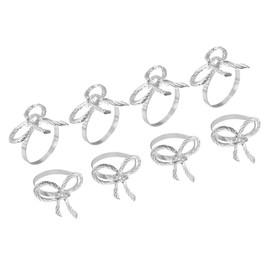 sourcing map Metal Napkin Rings, 8pcs Bow-knot Napkin Ring Holder Buckle for Dining Table Decorations Wedding Birthday Holiday Party, Silver Tone