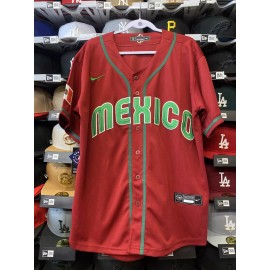 Mexico World Baseball Classic WBC Burgundy Stitched Jersey (Sz L)