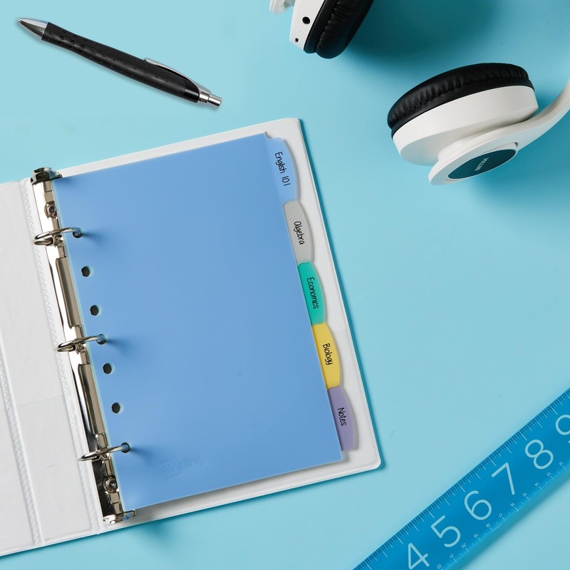 Avery® Write & Erase Plastic Dividers, 5 1/2" x 8