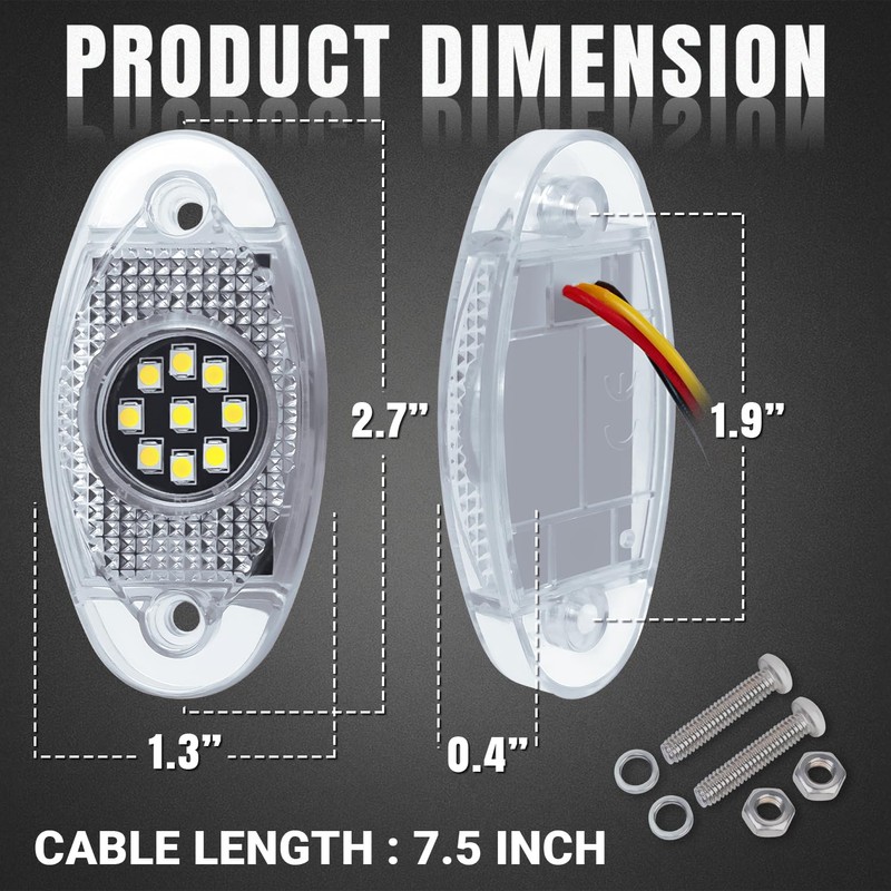 TMH 4 Pods White Strobe Rock Lights LEDs SMD Chips