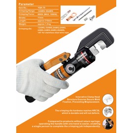 AMZCNC 1/8” Wire Rope Crimping Tool Hydraulic Hand Crimper Tool for Stainless Steel Cable Railing Fittings for 1/16" 1/8" 3/16" Cable –Wire Swaging Tool 8 Ton and Stainless Steel Cable Cutter