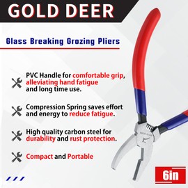 GOLD DEER Glass Nibbling Pliers, Glass Nippers, Glass Punches, Glass Cutters, Glass Cutting Nippers, Stained Glass Cutting Tools, Glass Cutting Tools, Braking, Mosaic Cutter, Breaking Work,