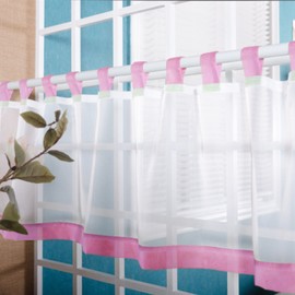 Yujiao Mao Net Curtain with Loops, Voile Curtain Loops with Border, Bistro Curtain, 50 x 150 cm (H x W), #14