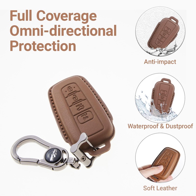 Binuiakl8y Leather Key Fob Cover for Toyota Camry RAV4 Highlander