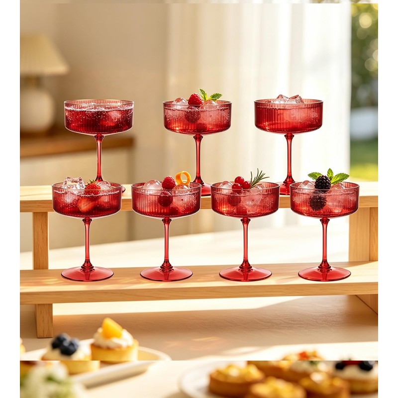 LEYIQU 24Pack Plastic Martini Glasses, 10oz Disposable Coupe Glass