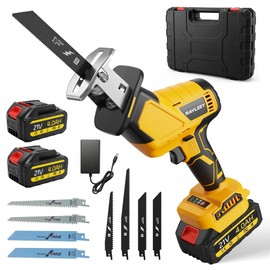 RAYLEEY Cordless Reciprocating Saw, Brushless Motor, 2x4000mAh Battery, 8 Saw Blades, 2-Speed Variable 0-3500 SPM, LED Light, Keyless Blade Clamp