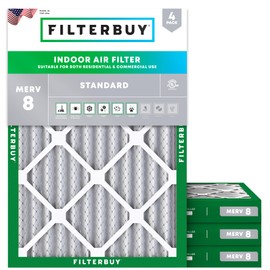 Filterbuy 16.25x21x2 Air Filter MERV 8 (MPR 700) Dust Defense Replacement (4-Pack), Electrostatic Pleated HVAC AC Furnace Filters, Made in USA (Actual Size: 16.25 x 21.00 x 1.75)